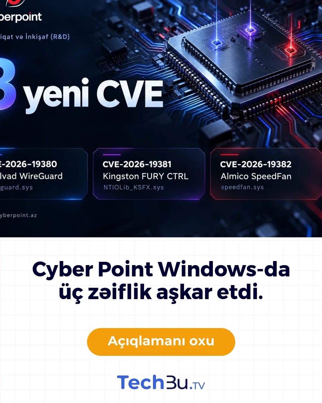Cyber Point Windows-da üç zəiflik aşkar etdi.