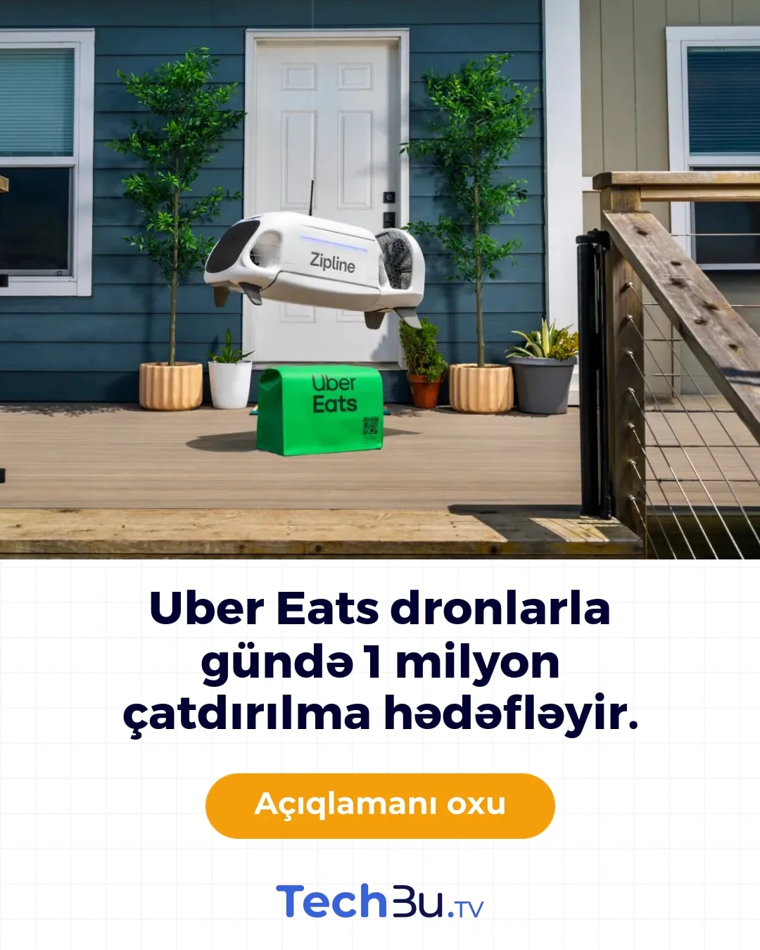 Uber Eats Zipline ilə dron çatdırılmasına başlayır