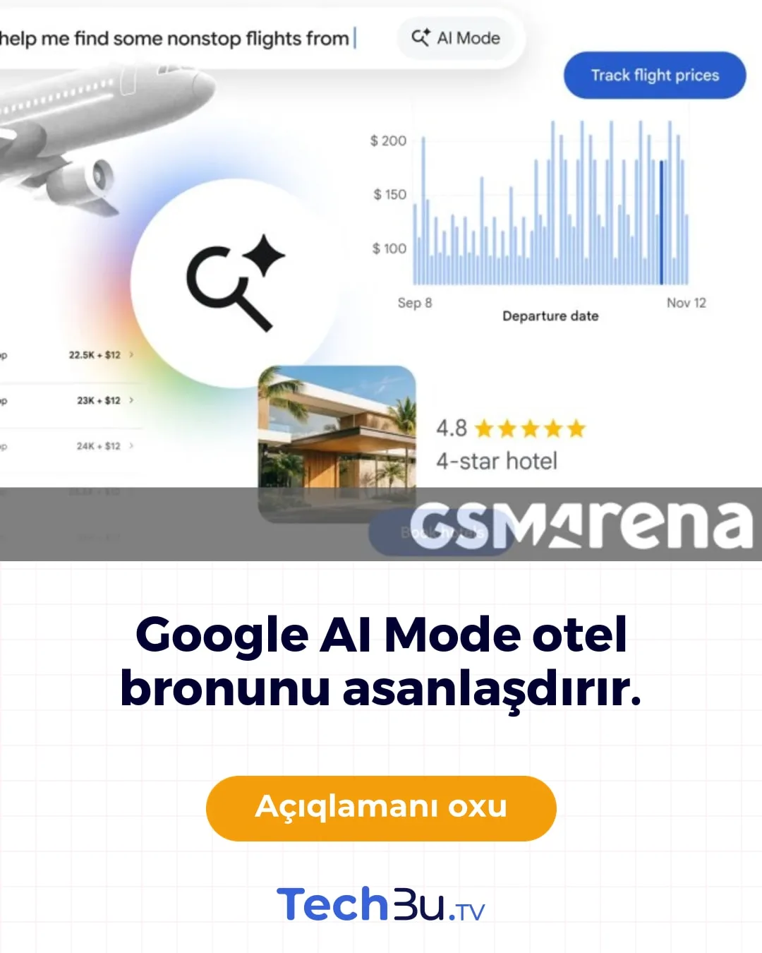 Google AI Mode: Uçuş qiymətləri və otel bronu